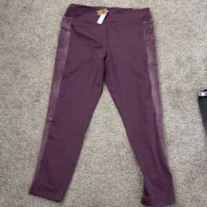 Victoria’s Secret PINK Purple varsity high waist winter Leggings pockets XL